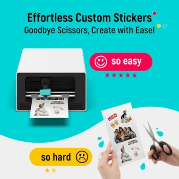 Liene PixCut S1 Photo Sticker Printer & Cutting Machine - All-in-One Sticker Maker Machine for DIY Crafts, Custom Labels & Gifts,Thermal Dye- Sublimation, 300 DPI Prints,Precise AI Auto- Cutting,Bluetooth wireless printing Fathersdavgift