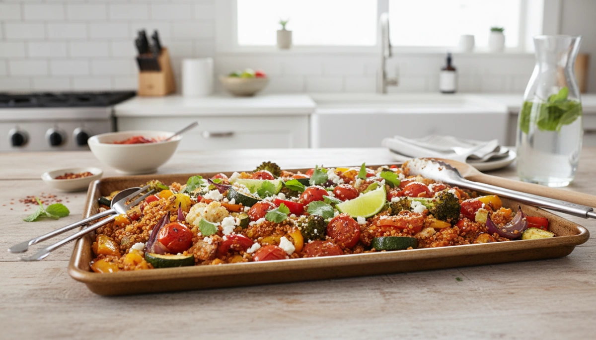 Harissa Quinoa Veggie Sheet Pan Dinner
